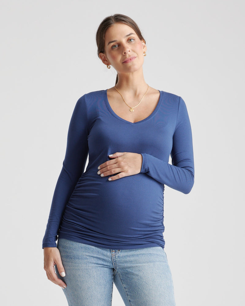 Tencel Jersey Maternity Ruched Long Sleeve Tee 2-Pack