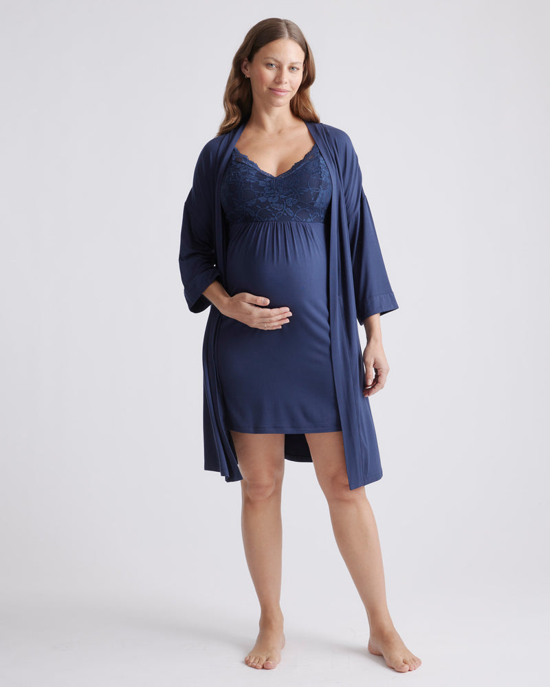 Bamboo Jersey Maternity & Nursing Nightgown and Robe Set