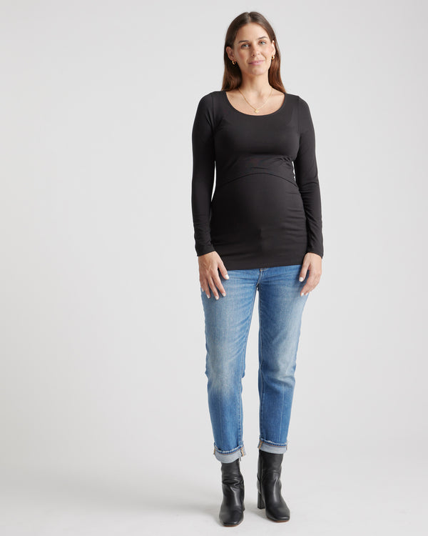 Tencel Jersey Maternity & Nursing Long Sleeve Tight Fit Tee 2-Pack