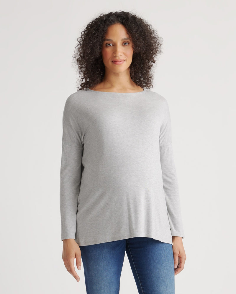 Bamboo Jersey Maternity Long Sleeve Boxy Tee 2-Pack
