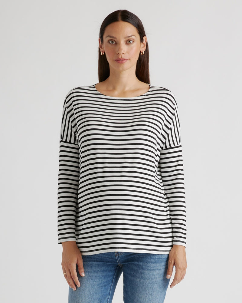 Bamboo Jersey Maternity Long Sleeve Boxy Tee 2-Pack