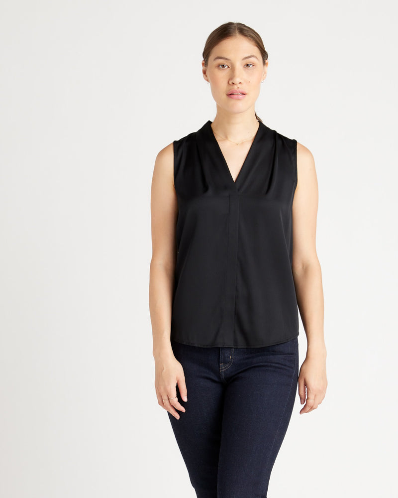 Washable Stretch Silk Sleeveless Blouse