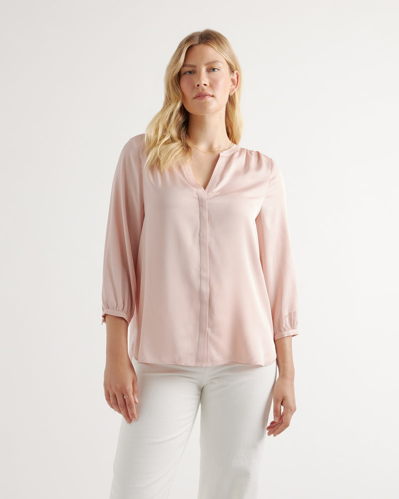 Washable Stretch Silk Pleat Back Blouse