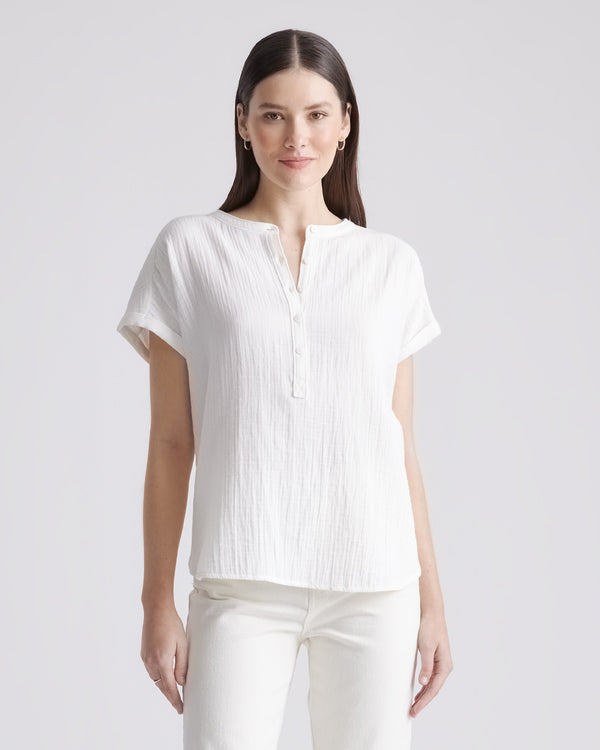 100% Organic Cotton Gauze Roll Sleeve Shirt