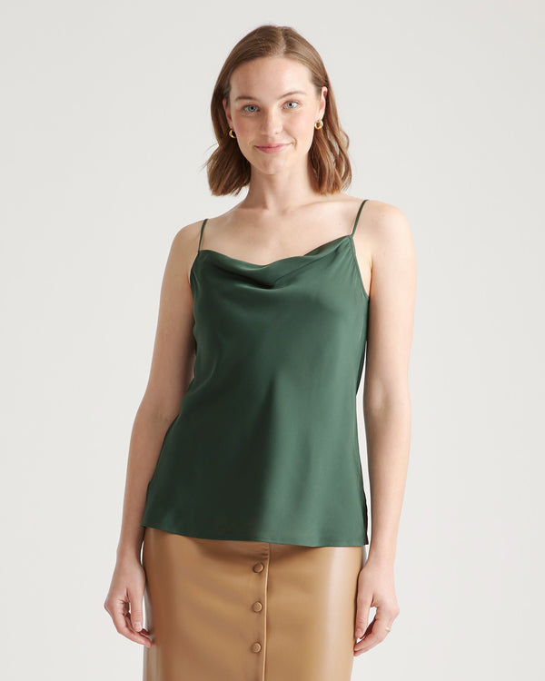 Washable Stretch Silk Cowl Neck Cami