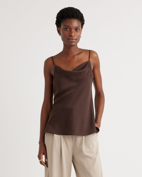 Washable Stretch Silk Cowl Neck Cami