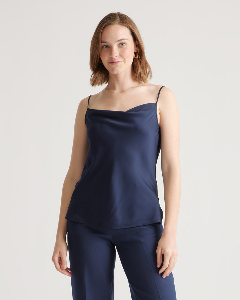 Washable Stretch Silk Cowl Neck Cami