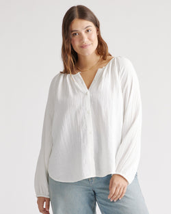 100% Organic Cotton Gauze Peasant Blouse