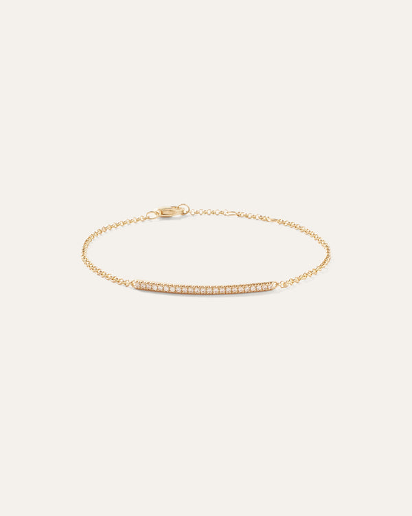 14K Gold Pave Diamond Bar Bracelet