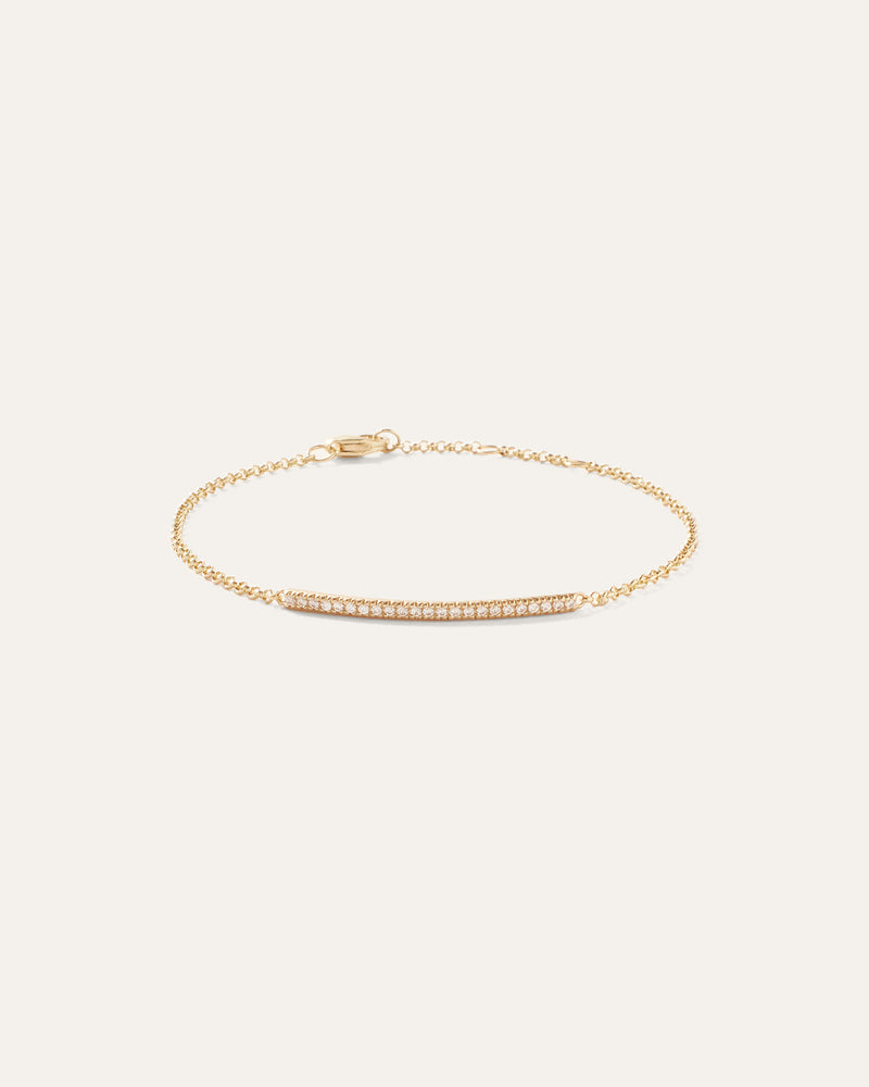 14K Gold Pave Diamond Bar Bracelet