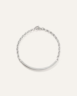 Silver Round Box Chain ID Bracelet