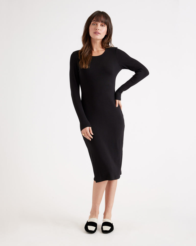 Tencel Rib Knit Long Sleeve Dress