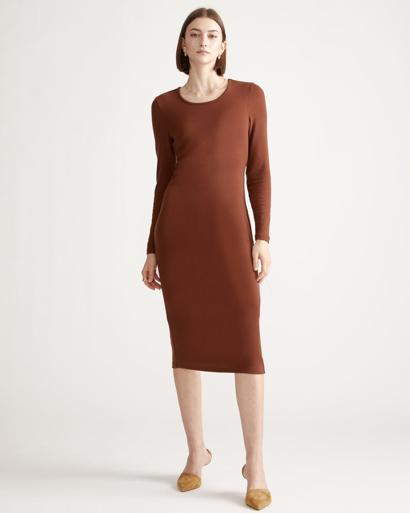 Tencel Rib Knit Long Sleeve Dress