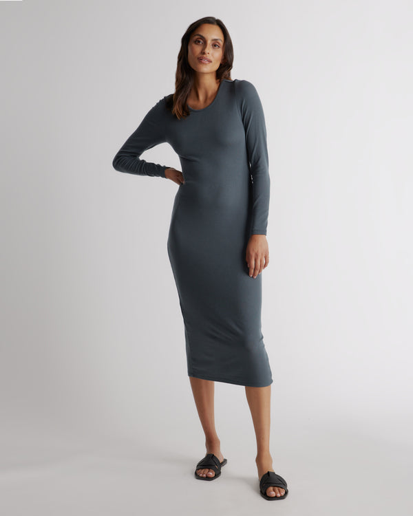 Tencel Rib Knit Long Sleeve Dress