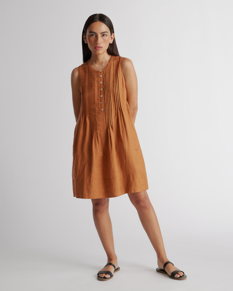 100% European Linen Sleeveless Swing Dress