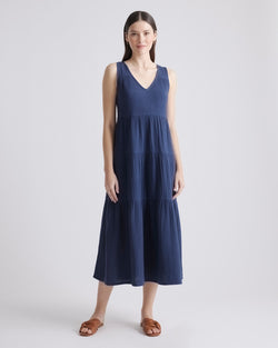 100% Organic Cotton Gauze Tiered Maxi Dress