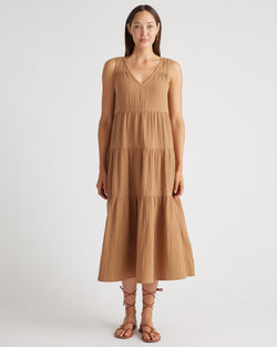 100% Organic Cotton Gauze Tiered Maxi Dress