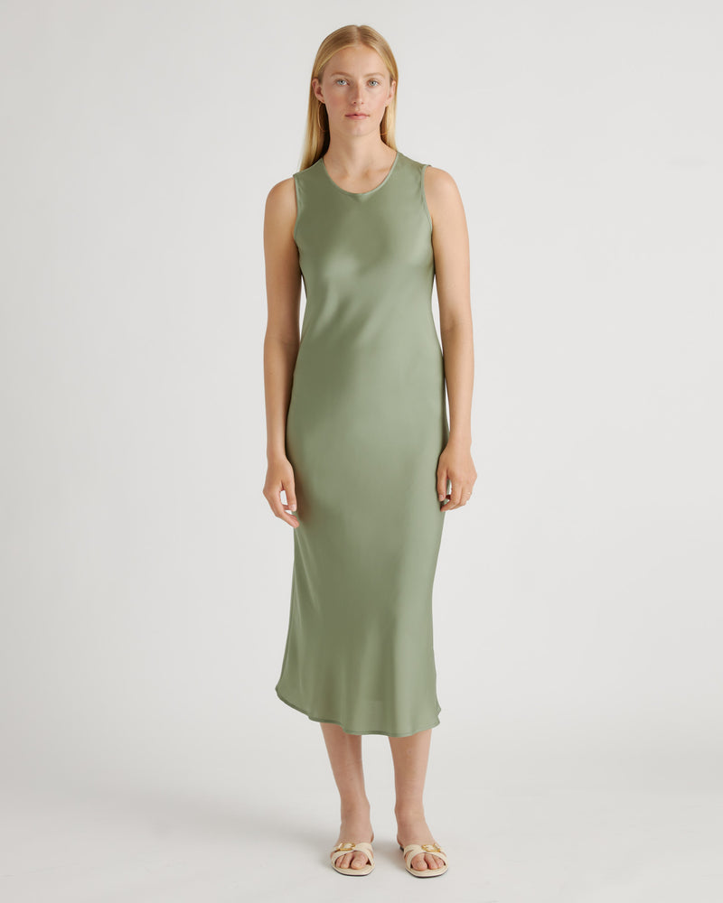 Washable Stretch Silk Tank Midi Dress