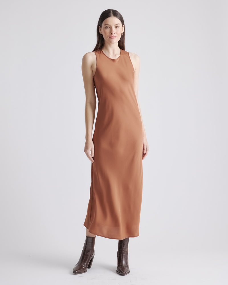 Washable Stretch Silk Tank Midi Dress