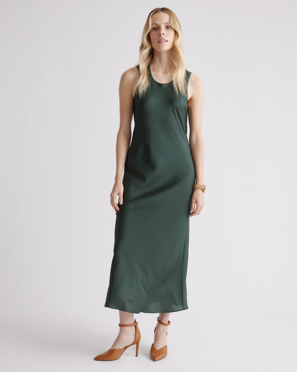 Washable Stretch Silk Tank Midi Dress