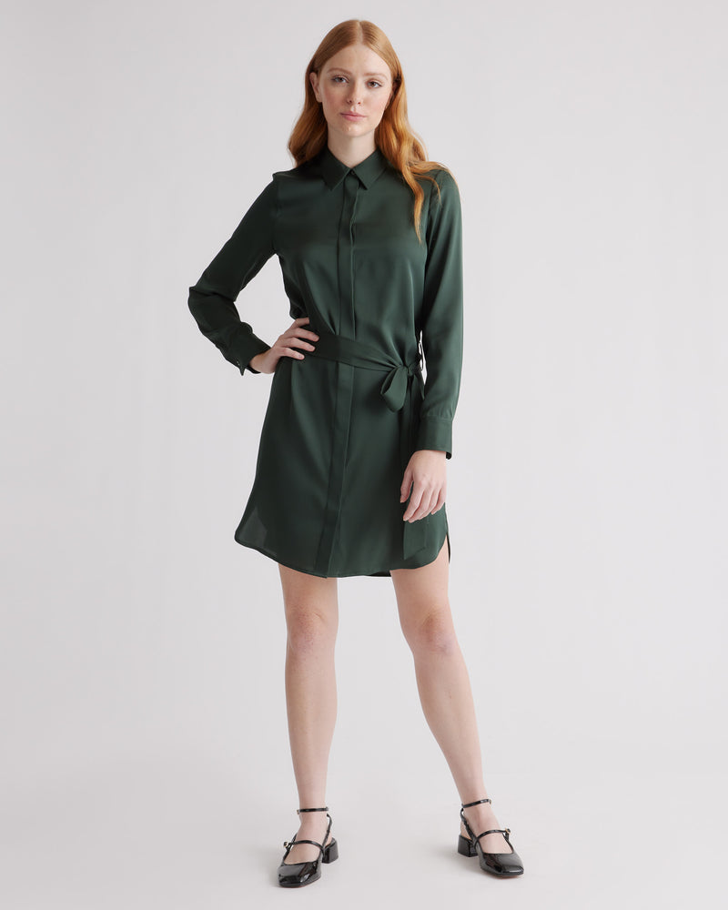 Washable Stretch Silk Shirt Dress