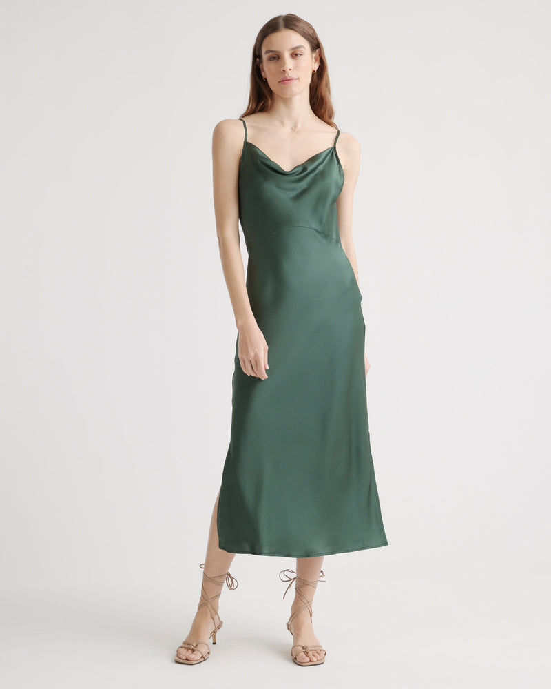 100% Washable Silk Cowl Neck Slip Dress