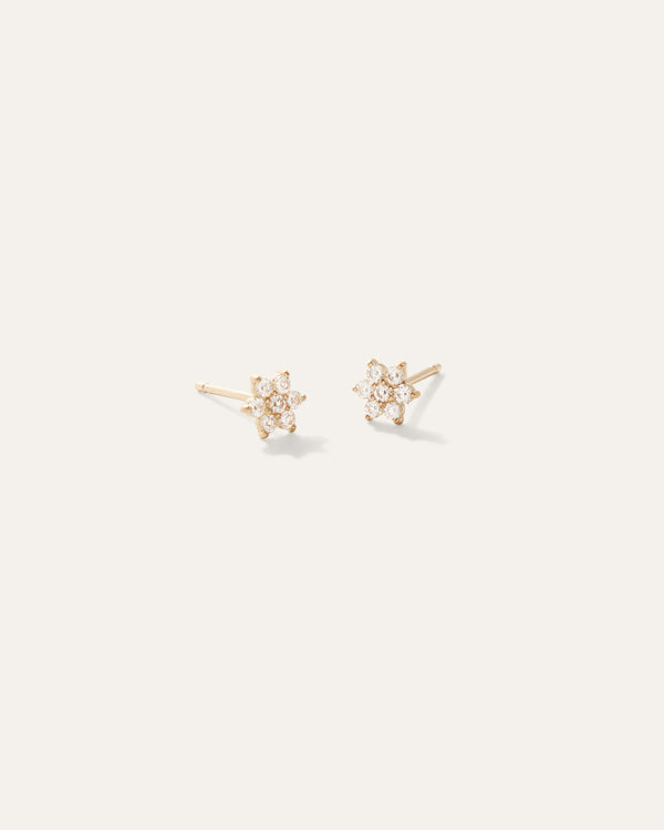 14K Gold Diamond Daisy Studs