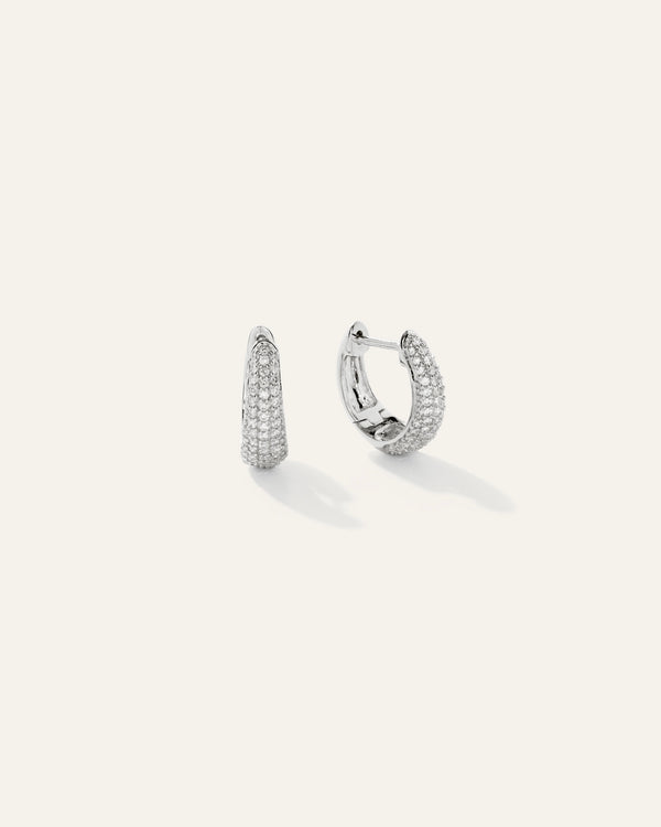 14K Gold Pave Diamond Teardrop Huggie Hoops