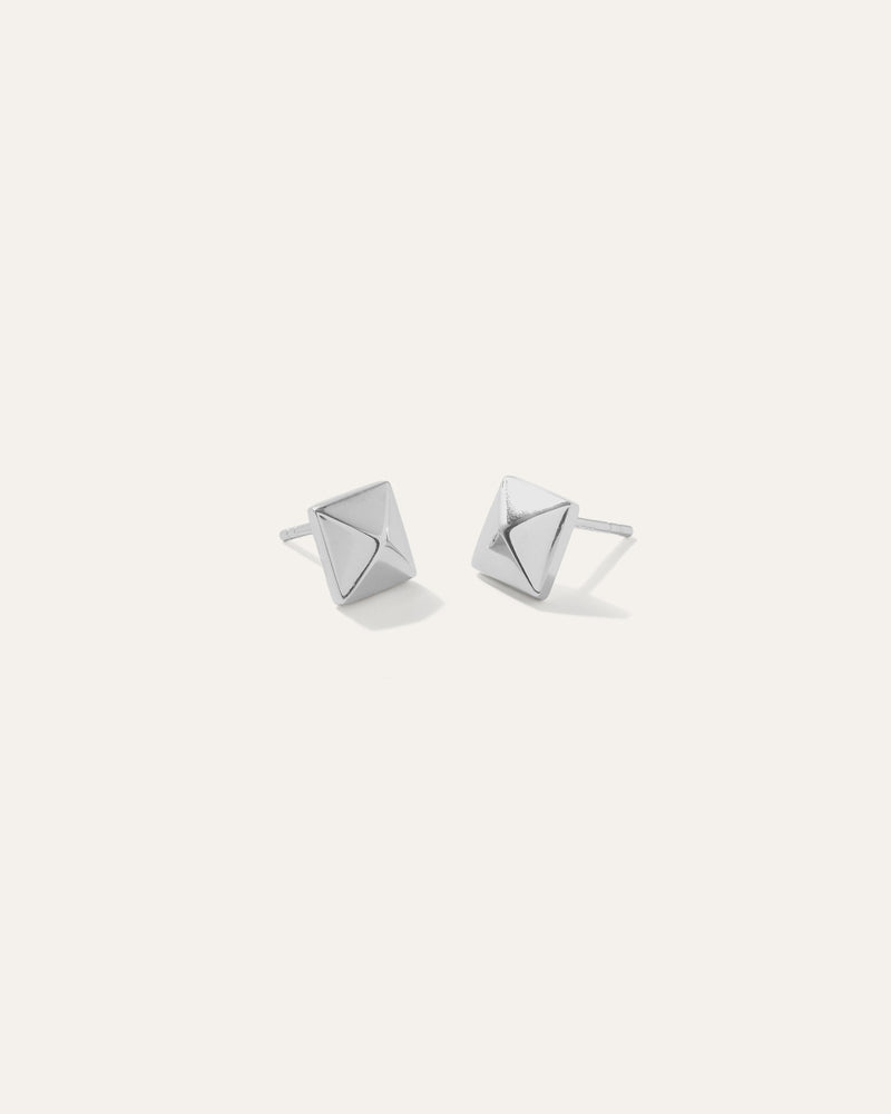 Silver Pyramid Stud Earrings