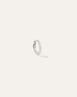 14K Gold Pavé Diamond Huggie Solo Hoop