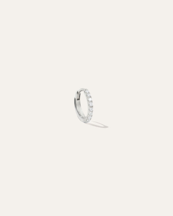14K Gold Pavé Diamond Huggie Solo Hoop