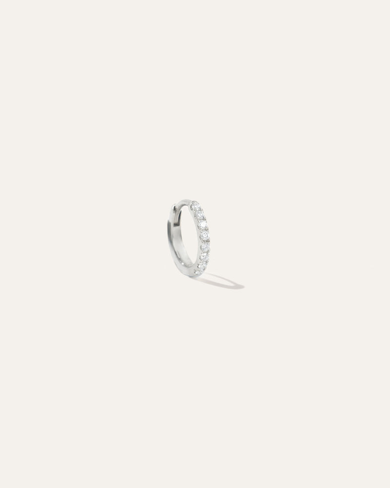 14K Gold Pavé Diamond Huggie Solo Hoop
