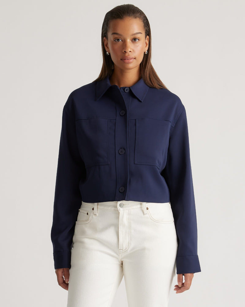 Stretch Crepe Cropped Jacket