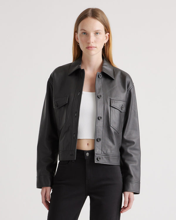 100% Leather Cropped Jacket