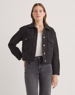 100% Merino Wool Cropped Shirt Jacket