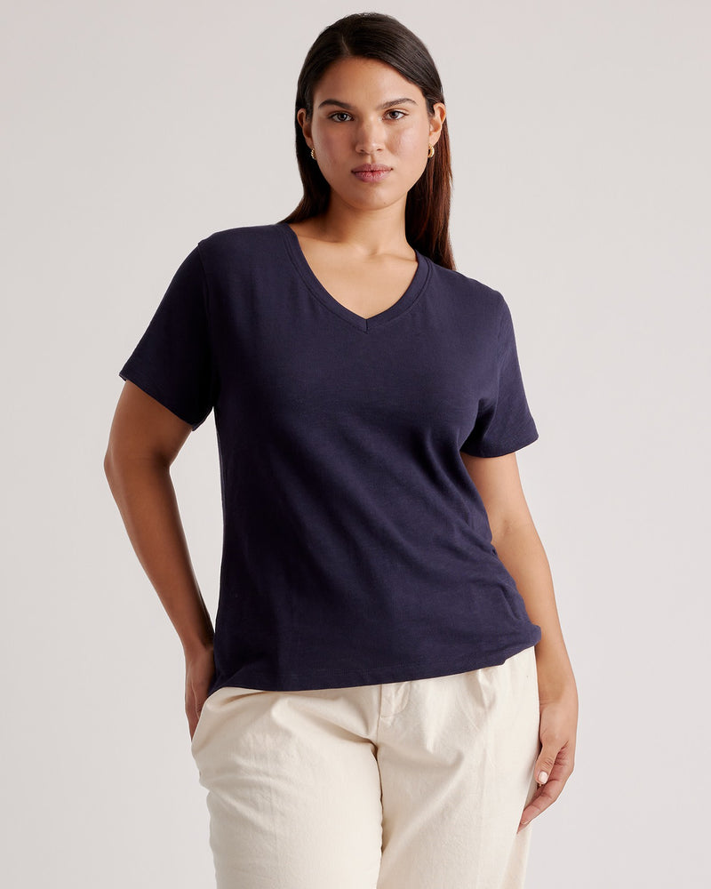 100% Organic Cotton Slub V Neck Tee