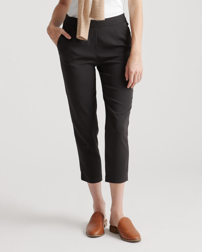 Stretch Crepe Pleated Ankle Pant