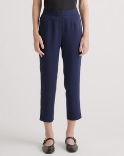 Stretch Crepe Pleated Ankle Pant