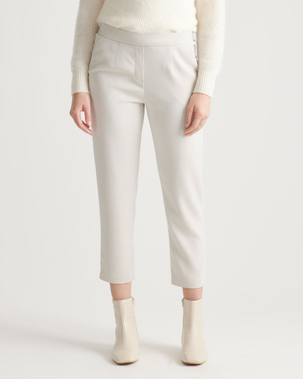 Stretch Crepe Pleated Ankle Pant