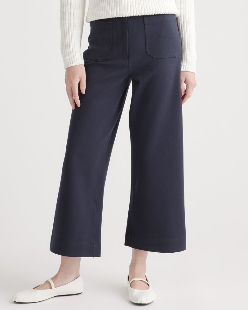 Ultra Stretch Ponte Cropped Wide Leg Pant