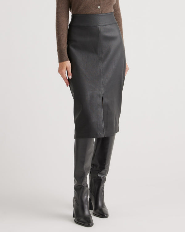 Stretch Leather Pencil Skirt