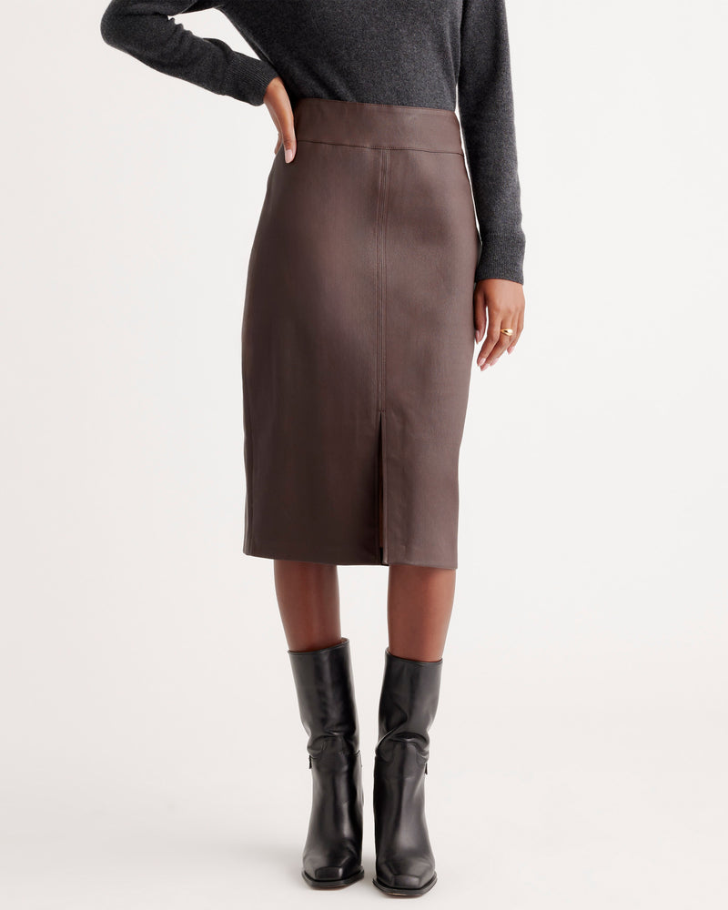 Stretch Leather Pencil Skirt