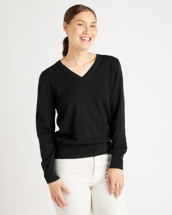 Australian Merino Wool Fine Gauge V-Neck Sweaters