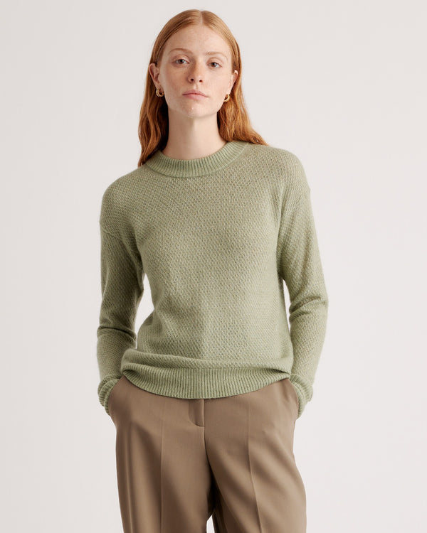 Baby Alpaca-Wool Diamond Stitch Crew