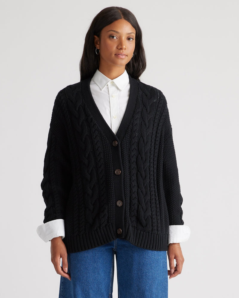 100% Organic Cotton Oversized Cable Cardigan