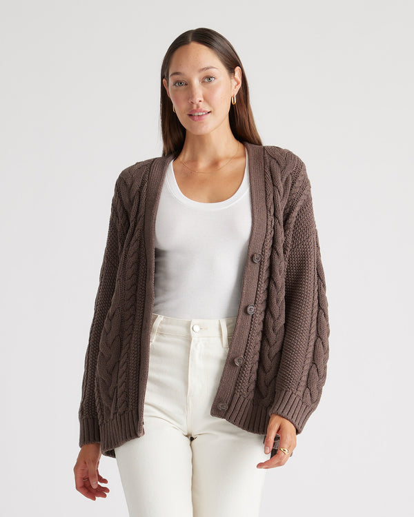 100% Organic Cotton Oversized Cable Cardigan