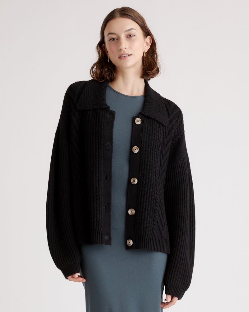 Australian Merino Wool Collared Cardigan