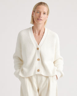 100% Organic Cotton Fisherman Cropped Cardigan