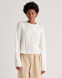 100% Organic Cotton Cropped Cable Crew Sweater