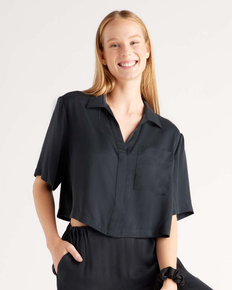 100% Washable Silk Pajama Button Up Top